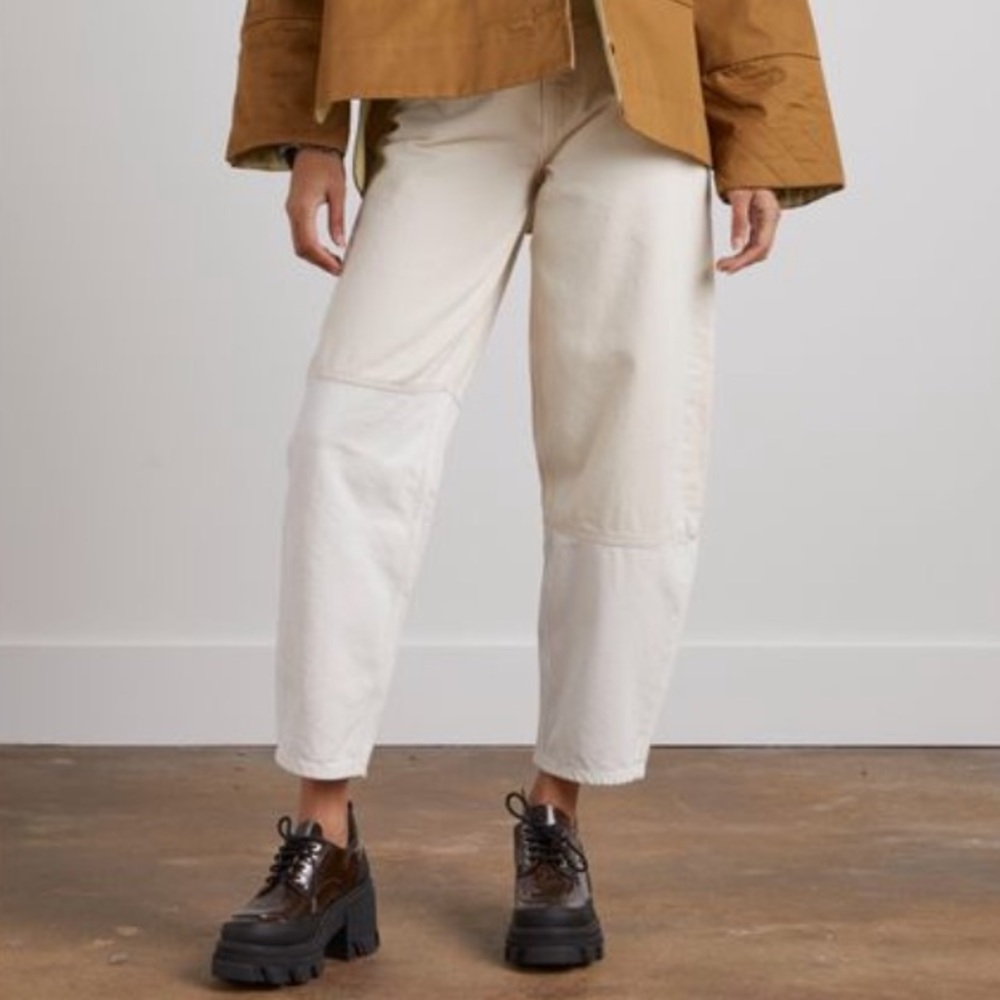 NWT Ganni Cutline Ecru Balloon Leg Pant in Vanilla Ice - Organic Cotton